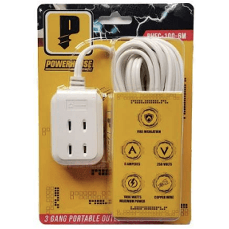 Powerhouse Electric Extension Cord 3 Gang Portable Outlet - KHM Megatools Corp.