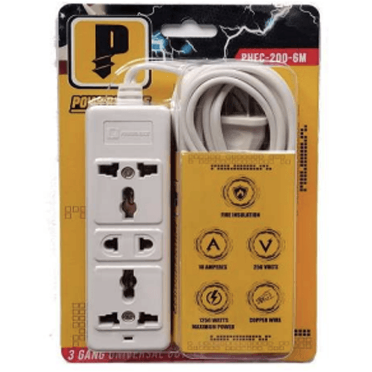 Powerhouse Electric Extension Cord 3 Gang Universal Outlet - KHM Megatools Corp.