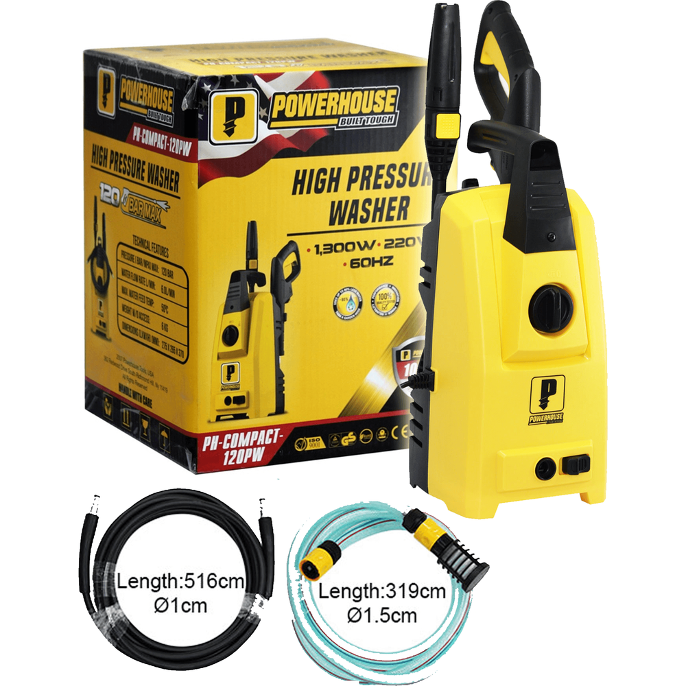 Powerhouse PH-COMPACT-120PW Higher Pressure Washer (120 bar) 1300W - KHM Megatools Corp.