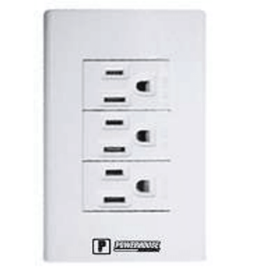 Powerhouse Electric 3 Gang Plate w/ Regular Convenience Outlet - KHM Megatools Corp.